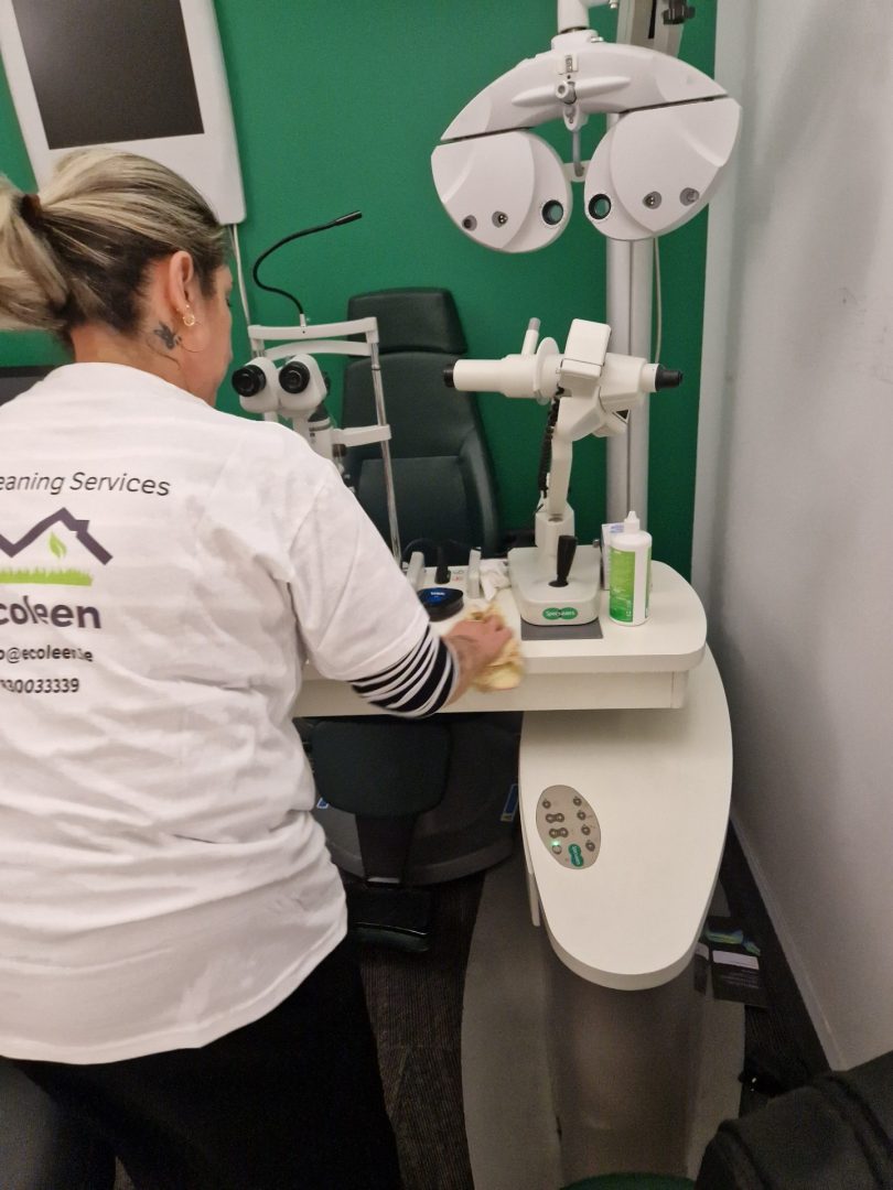 Cleaning jobs in Dublin: an Ecoleen cleaner at work in a commercial premises